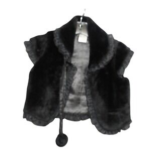 Bella Ame' Black Faux Fur Ruffle Vest Girls Size XL Boutique